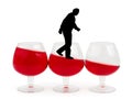 Wine glasses and alcoholic man Royalty Free Stock Photo