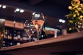 Wine glasses on the table in restaurant Royalty Free Stock Photo