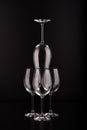 Wine glasses with black background