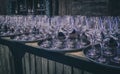 Wine glasses on a board Royalty Free Stock Photo