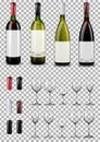 Wine glasses and bottles. Caps closing the stopper bottle. Royalty Free Stock Photo