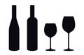 Wine glasses and bottles icon beverage symbol Royalty Free Stock Photo