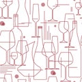 Wine Glasses And Bottles. Seamless Background.