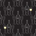 Wine Glasses and Wine Bottles Seamless Pattern