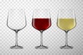 Wine glasses colorful realistic 3d vector illustration set Royalty Free Stock Photo