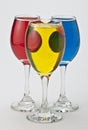 Wine glasses with different colors Royalty Free Stock Photo
