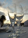 Wine glasses on dining table