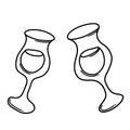 Wine glasses Doodle vector icon. Drawing sketch illustration hand drawn cartoon line eps10 Royalty Free Stock Photo