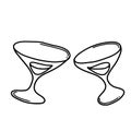Wine glasses Doodle vector icon. Drawing sketch illustration hand drawn cartoon line eps10 Royalty Free Stock Photo