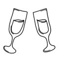 Wine glasses Doodle vector icon. Drawing sketch illustration hand drawn cartoon line eps10 Royalty Free Stock Photo