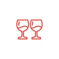 Wine Glasses Line Red Icon On White Background. Red Flat Style Vector Illustration Royalty Free Stock Photo