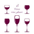 Wine glasses - 5 logotypes Royalty Free Stock Photo