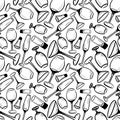 Wine glasses pattern. Hand drawn sketch doodle black glasses for drinks on white background. Seamless vector background Royalty Free Stock Photo