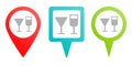 Wine glasses pin icon. Multicolor pin icon