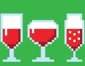 Wine glasses in pixel art style Royalty Free Stock Photo