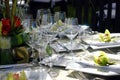 Place settings at an outdoor party. Royalty Free Stock Photo