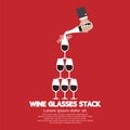 Wine Glasses Stack On Red Background