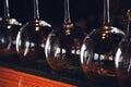 Wine Glasses Stand Upside Down On The Bar In The Restaurant, An