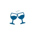 Wine Glasses Toast Blue Icon On White Background. Blue Flat Style Vector Illustration Royalty Free Stock Photo