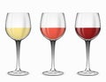 Wine glasses vector. Glass of red rose and white beverage Royalty Free Stock Photo