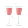 Transparent wine glasses with a drink isolated on a white background. Royalty Free Stock Photo