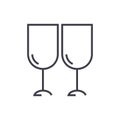 Wine glasses, winery vector line icon, sign, illustration on background, editable strokes