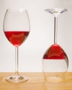 Wine glasses on wood Royalty Free Stock Photo