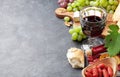 Wine, grape, cheese, sausages Royalty Free Stock Photo