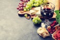 Wine, grape, cheese, sausages Royalty Free Stock Photo