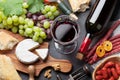 Wine, grape, cheese, sausages Royalty Free Stock Photo