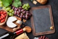 Wine, grape, cheese, sausages Royalty Free Stock Photo