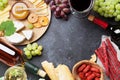 Wine, grape, cheese, sausages Royalty Free Stock Photo