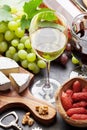 Wine, grape, cheese, sausages Royalty Free Stock Photo