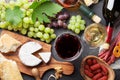 Wine, grape, cheese, sausages Royalty Free Stock Photo