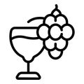 Wine grape glass icon outline vector. Taste alcohol