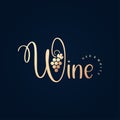 Wine Grape Logo Luxury Wine On Royal Blue Royalty Free Stock Photo