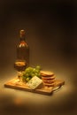 Wine, grapes, cheese and bread Royalty Free Stock Photo