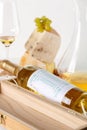 Wine, grapes, cheese and nuts. White wine Royalty Free Stock Photo