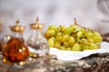 Wine and grapes are the offerings in the mass of the first communion Royalty Free Stock Photo