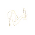 Wine Hands Art Print, Wine Woman Gold Line Art