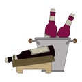 Wine holder and ice bucket with bottles design