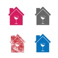 Wine house icon retro