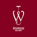 Wine house logo. Letter W of red and white wine Royalty Free Stock Photo
