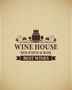 Wine House on a retro style design. Red, white and rose best wines