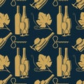 Wine House seamless pattern with wine bottles
