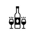 Black solid icon for Wine, drink and run Royalty Free Stock Photo