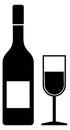 Wine icon. Drink glass and alcohol beverage bottle