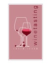 Wine icon. Illustration with wine glasses. Label, sign, logo with red grape drink. Royalty Free Stock Photo