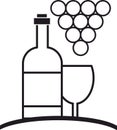 Wine icon vector logo , Drink, alcoholic beverage symbol, wine bottle and glass, bunch grapes