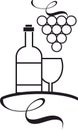 Wine icon vector logo , Drink, alcoholic beverage symbol, wine bottle and glass, bunch grapes